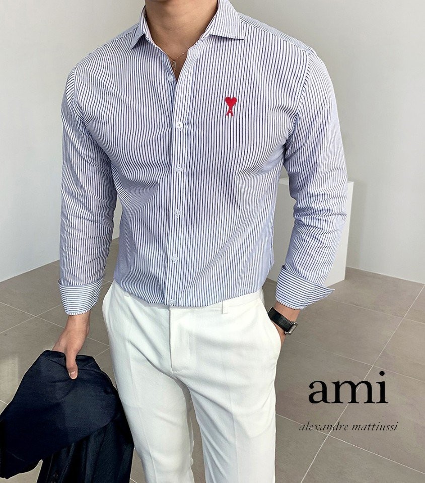 19287_AM 스몰체인 스트라이프 드레스셔츠