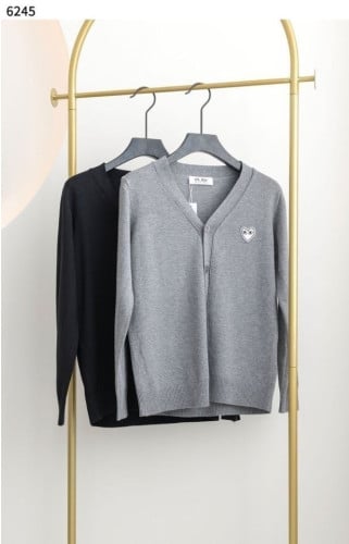 CDG 화이트 와펜 브이넥 가디건