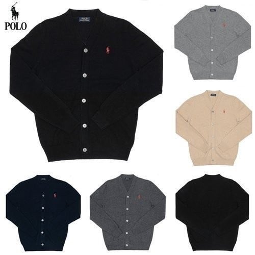 PL 레드포니 자수 베이직 가디건