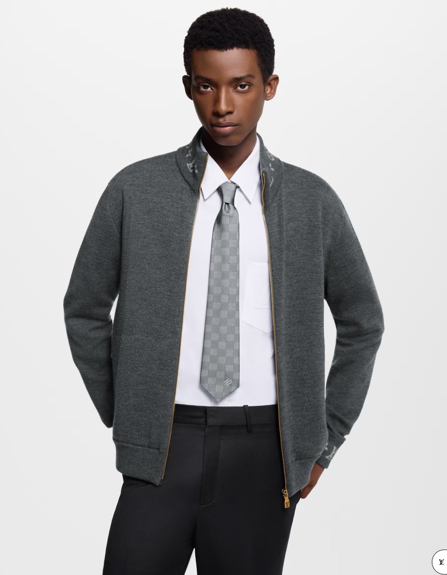 #루이비통 더블 페이스 울 니트 블루종