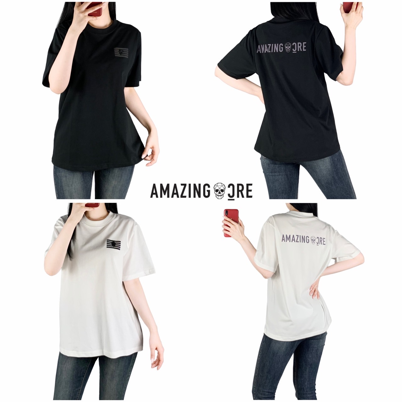 <AZ 레인보우로고 면 반팔>