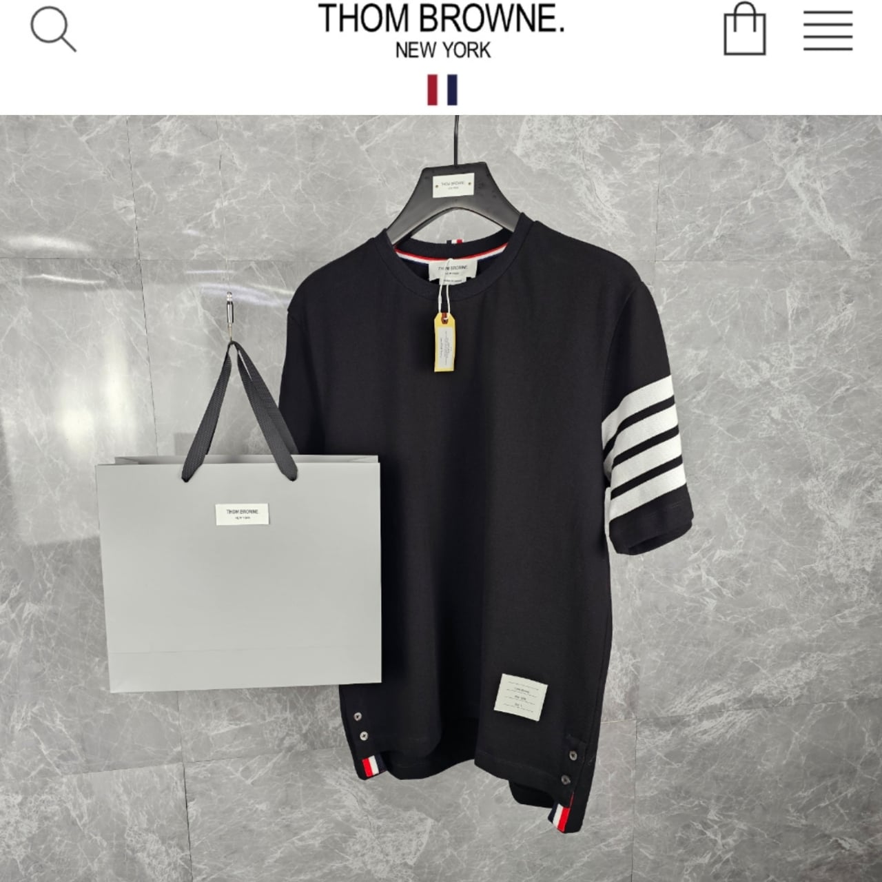 수입 TB 시그니쳐 사선완장 스웻 티셔츠 블랙