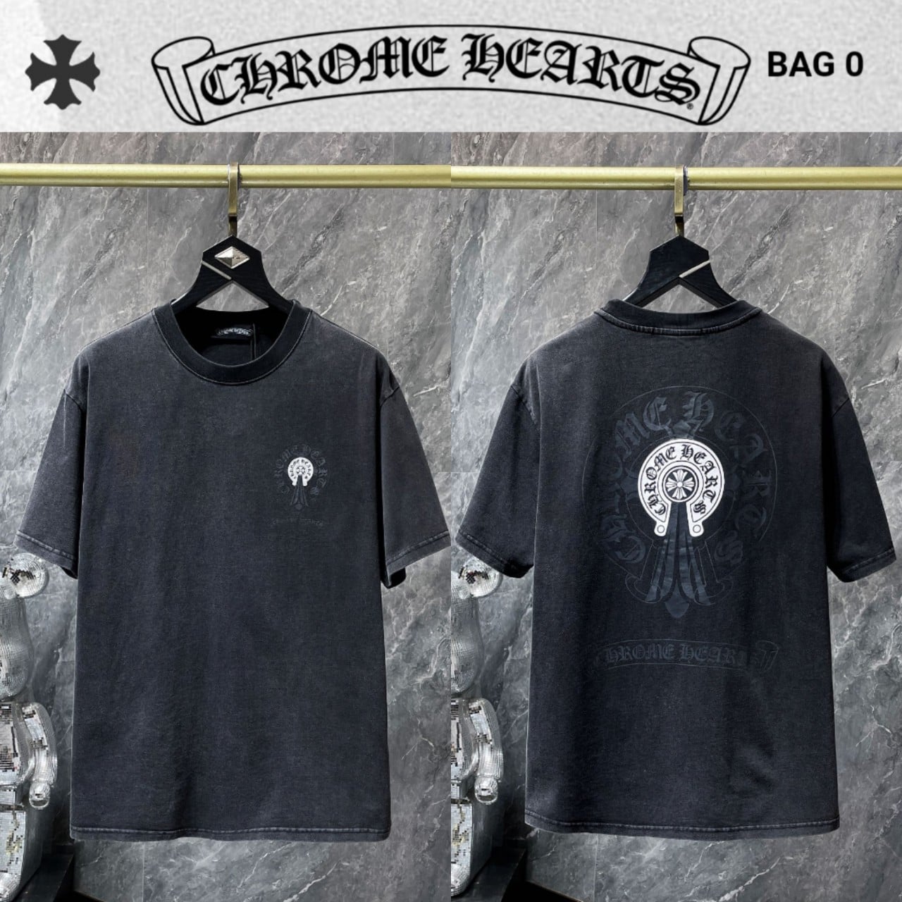 Ch******* 피그먼트 말발굽 로고 티셔츠