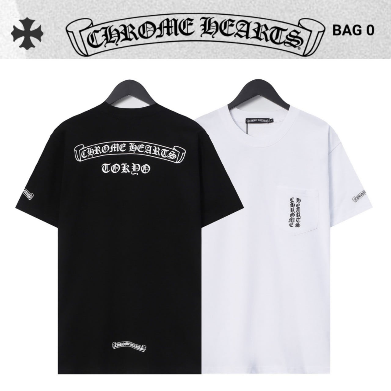 Ch******* 포켓 레터링 스크롤 로고 티셔츠