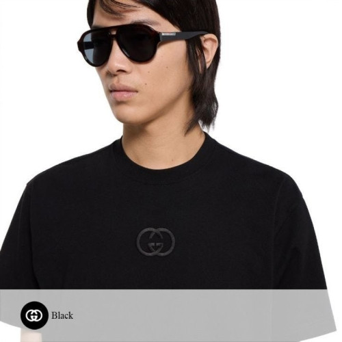 💕 구* Interlocking G 자수 코튼 티셔츠