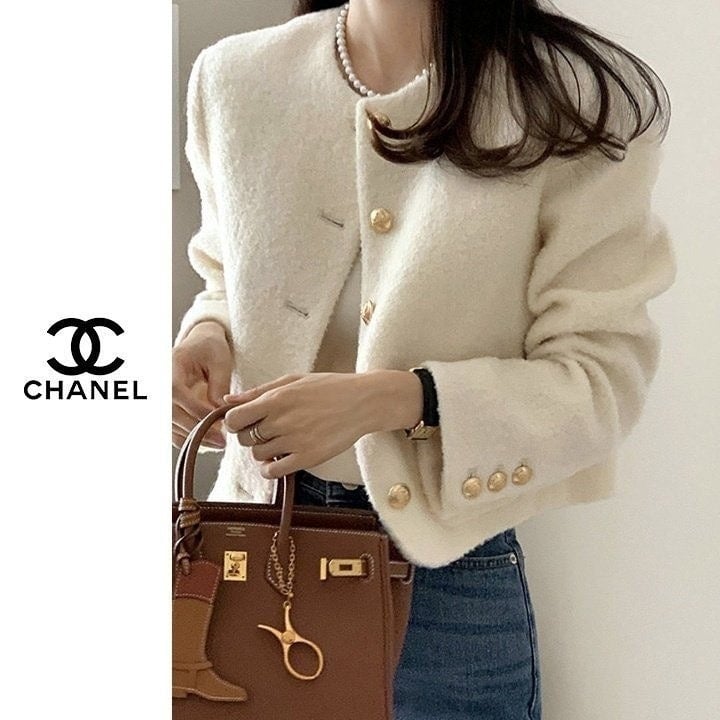 💕 샤* 금장버튼 부클 울 라운드자켓