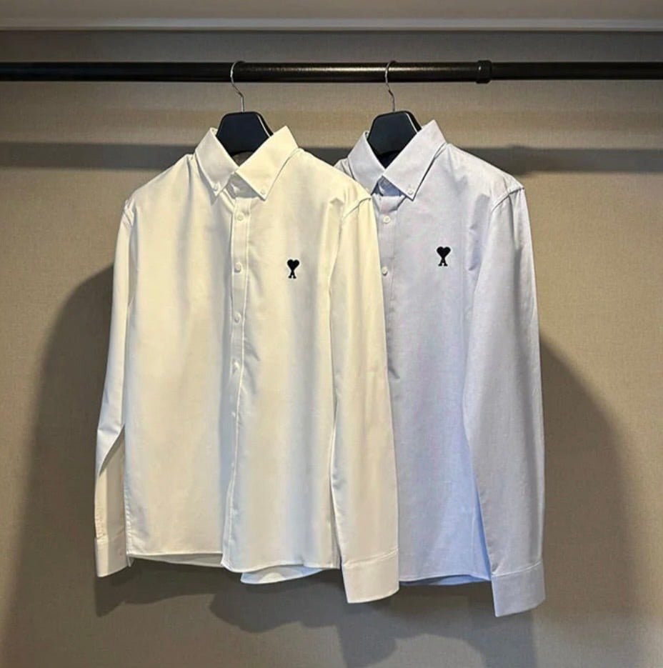 💕 아* 드 꾀흐 블랙 하트 로고 옥스포드 셔츠