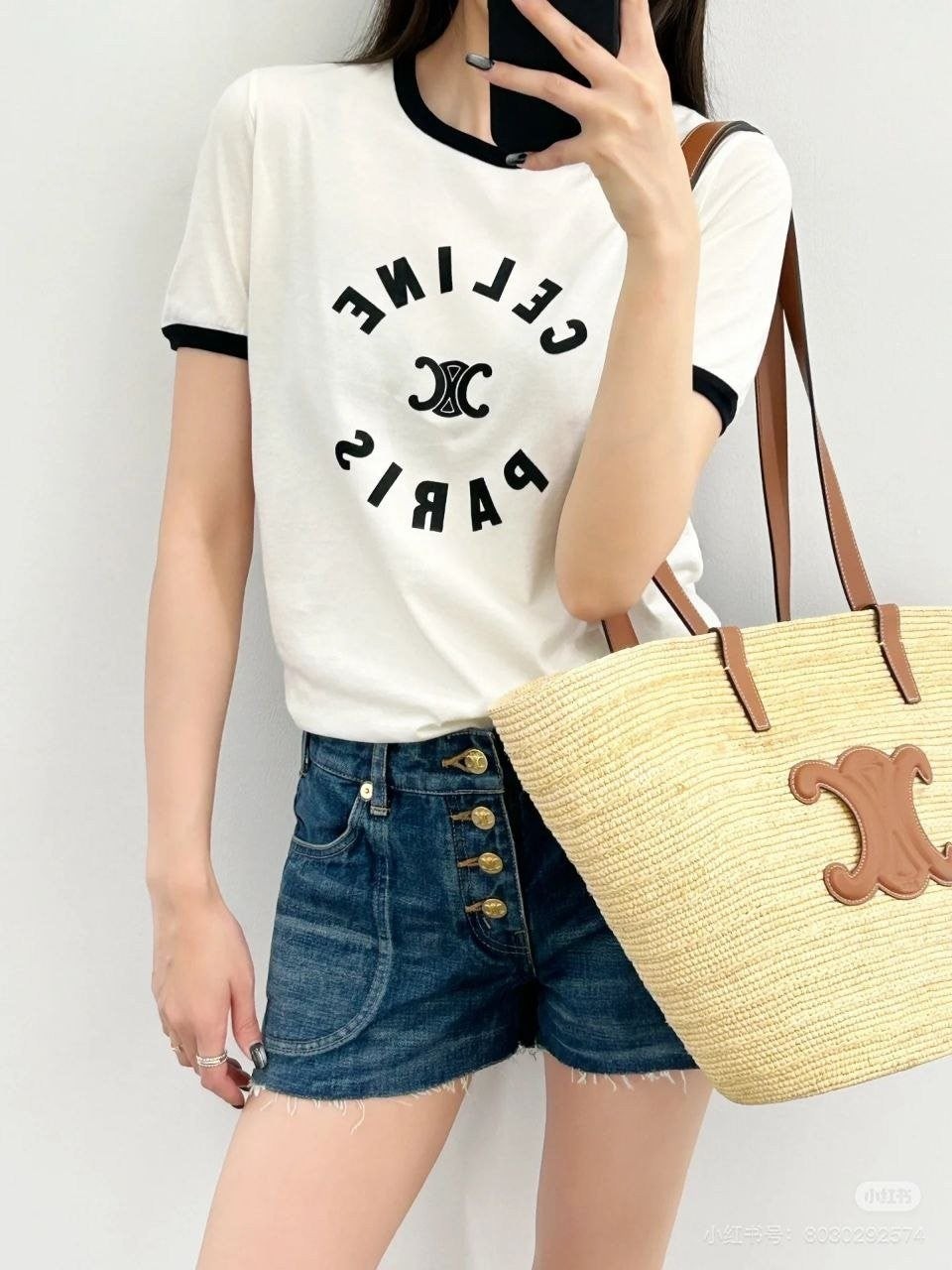 💕 셀** 트리옹프 체인 블라종 로고 반팔티셔츠 - 수입