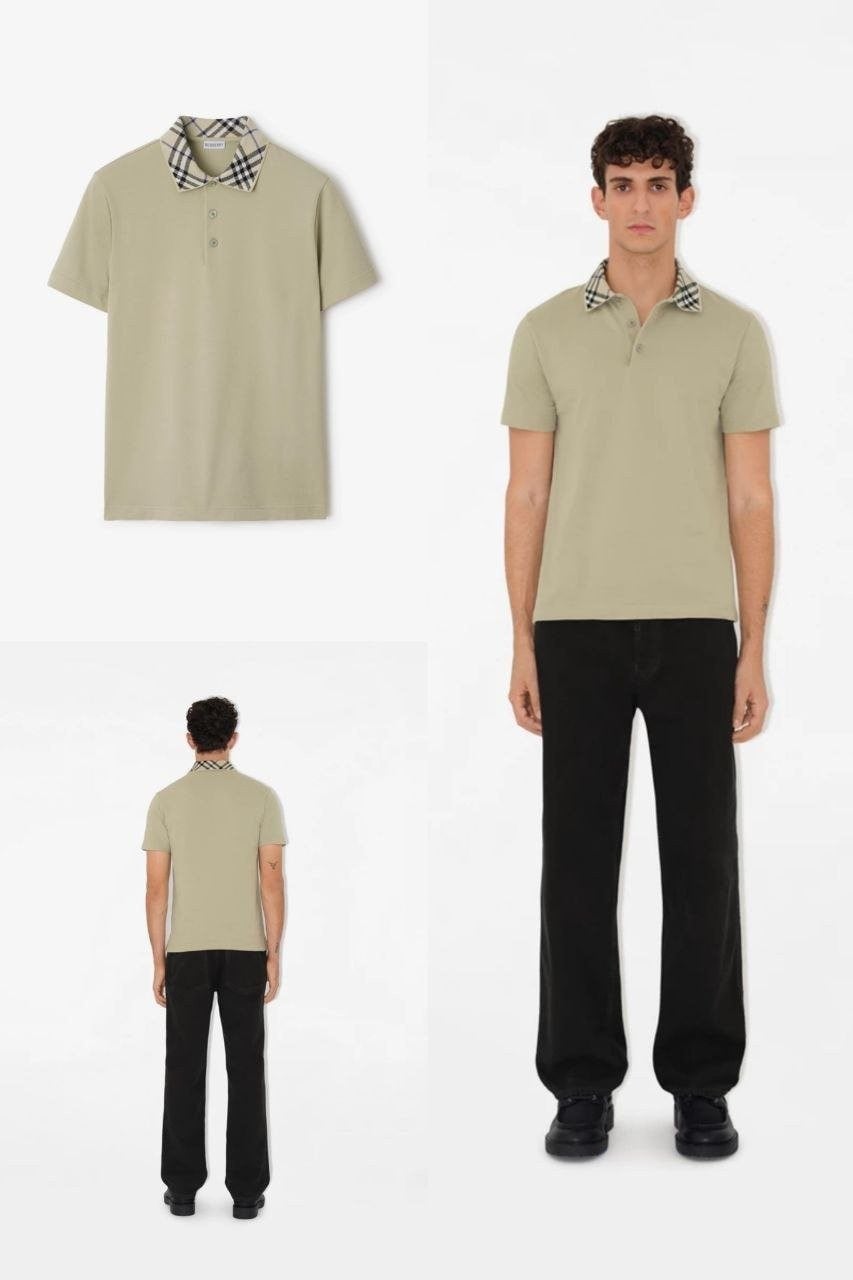 💕 버** 체크 카라 폴로 반팔티셔츠 - 수입 (블랙)