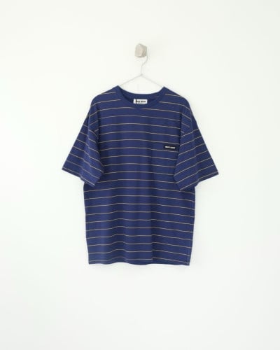 💕 미*** 로고패치 스트라이프 루즈핏 반팔티셔츠 - 수입