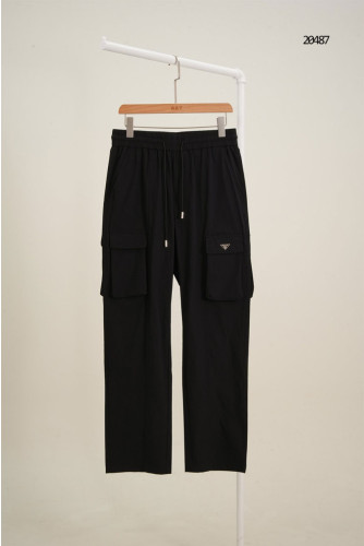 🔆 [PRADA] 프라다 백 레더 삼각 로고 패치 밴딩 카고 팬츠 🔆