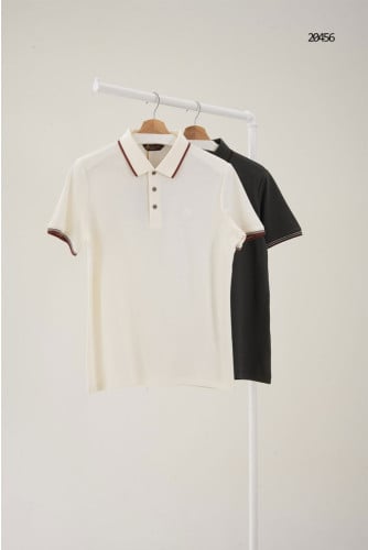 🔆 [LORO PIANA] 로로피아나 엠블럼 로고 배색 카라 반팔 티셔츠 🔆