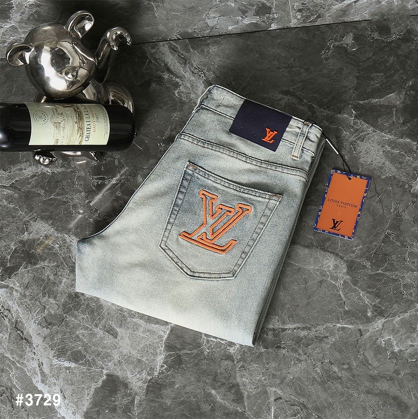 🍀 [LOUIS VUITTON] 루이비통 LV 오렌지 자수로고 워싱 데님 팬츠 🍀