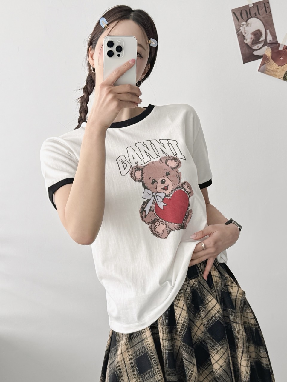 가니 베어 배색T