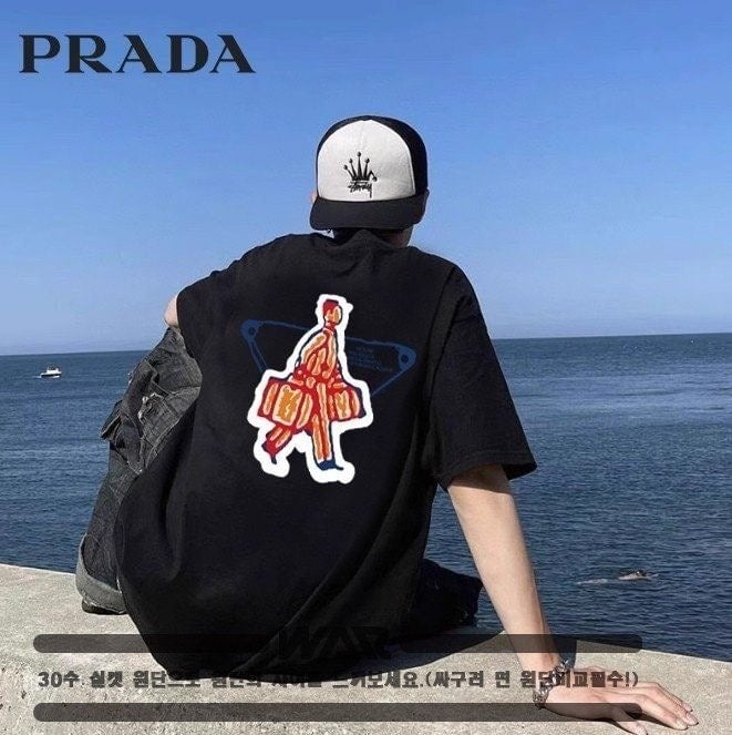 💕 프** 백 사람 로고 디자인 반팔 티셔츠