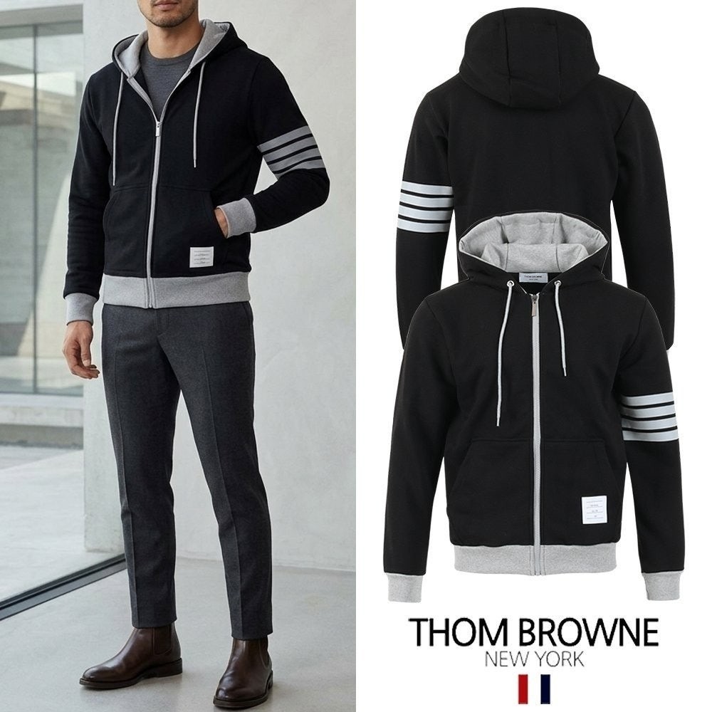 💕 톰* 4바 배색 후드집업