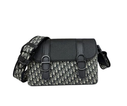 💕 디* Di0r Daily 미니 플랩 스트랩백 블랙/베이지 마이크로 Di0r Oblique 자카드 & 베이지 그레인 소가죽, 블랙 그레인 송아지 가죽 ❤풀박스❤️