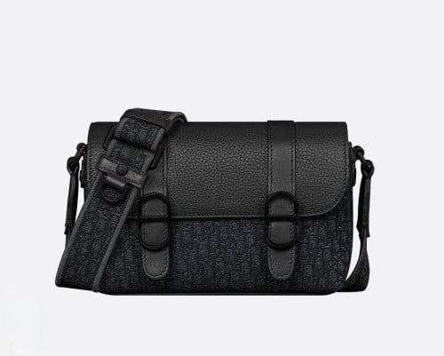 💕 디* Di0r Daily 미니 플랩 스트랩백 블랙 마이크로 Di0r Oblique 자카드 & 블랙 그레인 소가죽, 블랙 그레인 송아지 가죽 ❤풀박스❤️