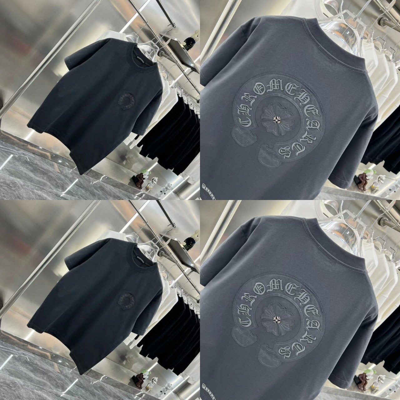 크*롬하츠 덧댐자수로고 워싱 티셔츠 입고~