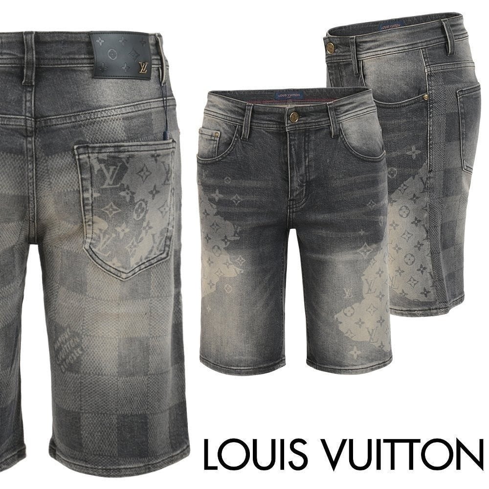 💕 루* 그래픽 다미 흑청 하프 팬츠