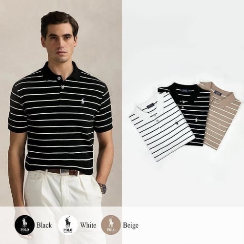 💕 폴* 스트라이프 카라 니트 반팔