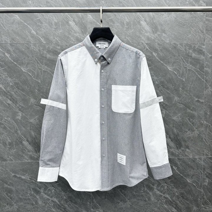 암밴드 투톤 배색 셔츠 TM-3965