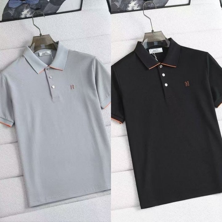 *빅사이즈 추가* H 배색 자수로고 코튼 카라티 HE-1229