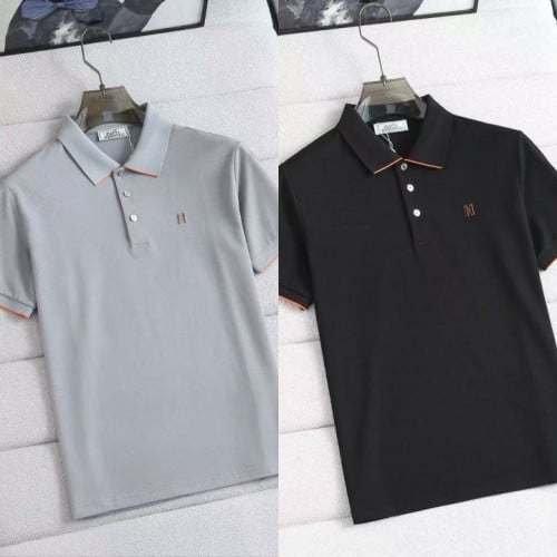 *빅사이즈 추가* H 배색 자수로고 코튼 카라티 HE-1229