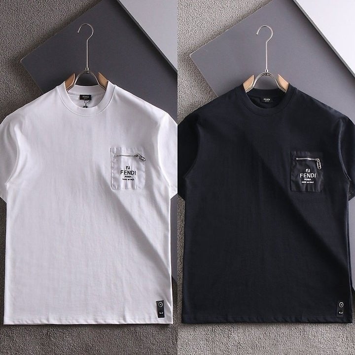 포켓지퍼 로고포인트 라운드 티셔츠 FF-765