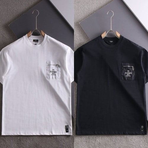 포켓지퍼 로고포인트 라운드 티셔츠 FF-765