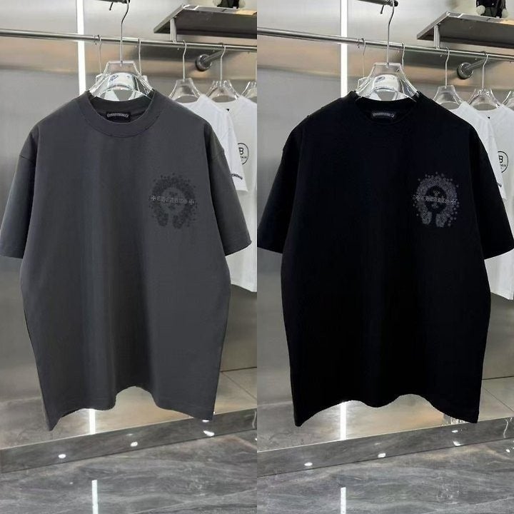 *빅사이즈 추가* 레터링 자수로고 라운드 티셔츠 CR-1028