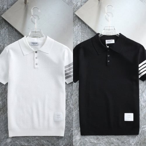 *빅사이즈 추가* 사선 클래식 자가드 카라 쿨니트 TM-4071