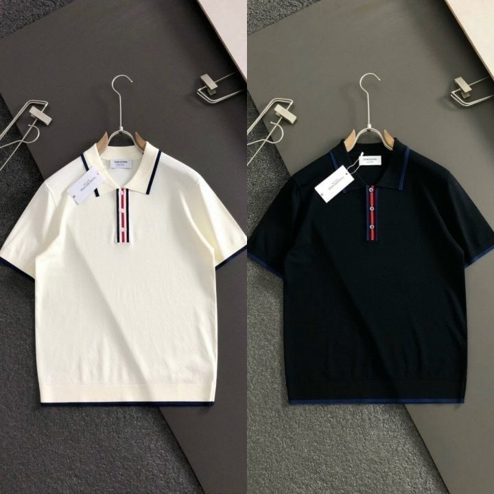 삼선 배색 넥카라 니트 TM-4063