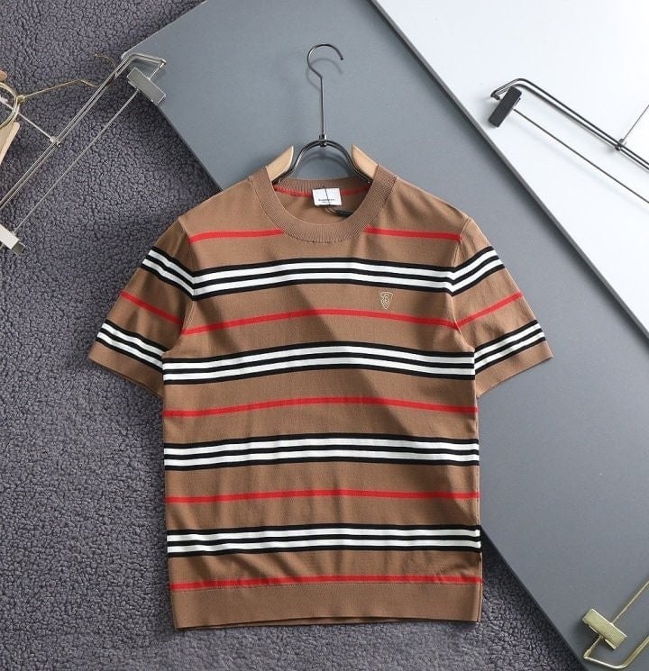 스트라이프 자수로고 라운드 니트 BB-3651