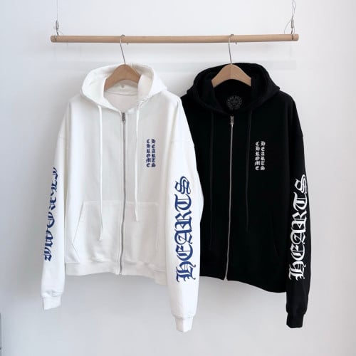 버티컬 로고 후드 집업 CR-1027