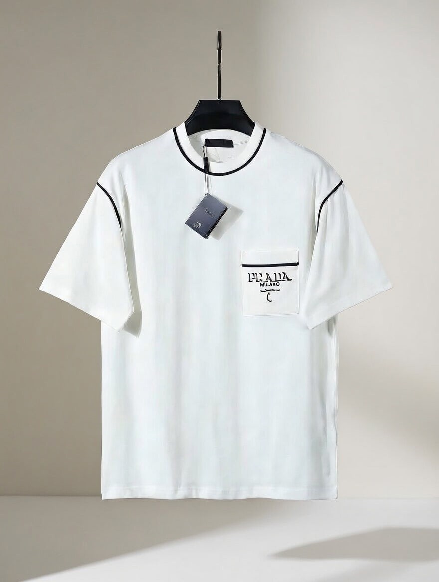 코튼 배색 자수로고 반팔 PR-3733