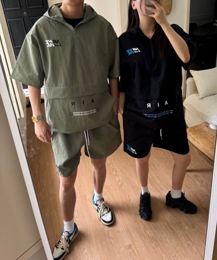 그라운드 아노락후드반팔셋업 NK-3681