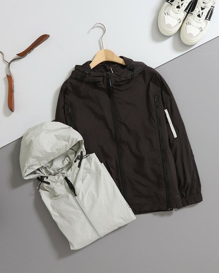 *빅사이즈 추가* 라인 지퍼 후드 바람막이 자켓 CP-3703