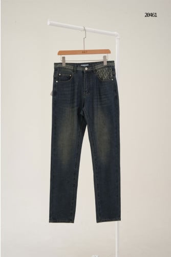 🔆 [DIOR] 크리스찬 디올 오블리크 패턴 레더패치 포켓 워싱 데님 팬츠 🔆