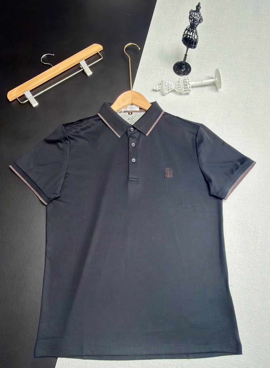 #브루넬로쿠치넬리  (Brunello Cucinelli) 자수 로고 면실크 카라 티셔츠